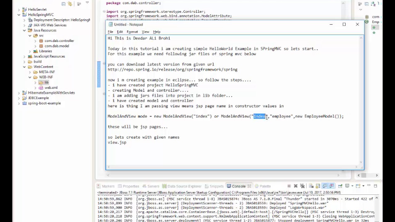 Hello World Example In Spring MVC - YouTube