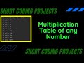 Multiplication Table of any Number | Short Python Projects | Coding Masters