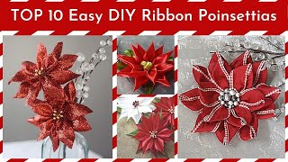 TOP 10 DIY RIBBON POINSETTIA TUTORIALS #SHORTS | How to Make Christmas  Flower Bows