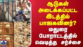 ஆடுகள் அடைக்கப்பட்ட இடத்தில் பாஜகவினர்? - மதுரை போராட்டத்தில் வெடித்த சர்ச்சை