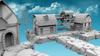 Blender 3D|Моделирование концепта городка|Modeling town concept