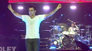 Jacob Hoggard shushing the crowd during Prince George concert.