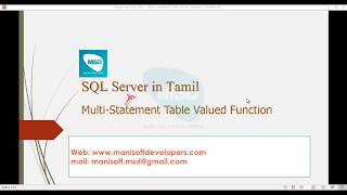 SQL server in Tamil Part 41- Multi Statement Table Valued Function