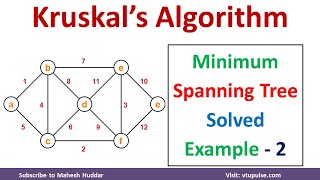 #2 Kruskals Algorithm How to find Minimum Spanning Tree Greedy Search Algorithm by Dr. Mahesh Huddar