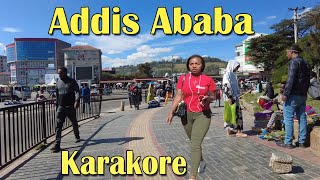 (ካራ ቆሬ) Walking downtown Karakore Addis Ababa, Ethiopia 2023