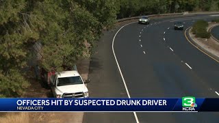 Nevada City police officers hit by alleged drunk driver while responding to crash involving bear