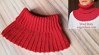 How to crochet Ribbed Cowl - Neck warmer - Quick and Easy | Heklana rolka |