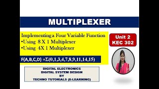 Boolean function implementation using Multiplexer | Using 8X1Mux | using 4X1 | AKTU DSD
