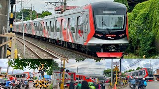 SANGAT MULUS!, Uji Coba KRL Terbaru Dari China {CRRC SFC 120-V}, 2 Perlintasan KA di Pasar Minggu