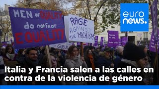 Manifestaciones multitudinarias en Francia e Italia en contra la violencia contra las mujeres