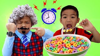 Eric and Alex Pretend Play Visit Grandfather and Not Be Lazy | Funny Kids Video