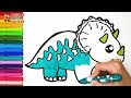 dessiner et colorier 5 dinosaures 🦖🦕🌋 t rex et plus 🌈 dessins pour les enfants