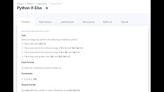 Hackerrank Python Solution | Python If-Else | Easy Solution | #1
