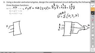 (Arabic) Implement a boolean function using a decoder and external gates