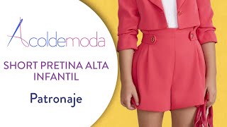 Patronaje de SHORT CON PRETINA ALTA INFANTIL - DIY - Paso a paso