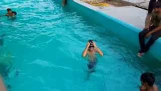 Slow mo front flip into the swimming pool HD