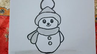 How to draw snowman step by step | Winter season drawing