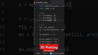 3D Plotting #matplotlib #machinelearning #plotting #shorts #pythontutorial #numpytutorial #phython