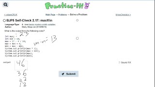 Java Practice-it | Primitive Data and Definite Loops | Self-Check 2.17 : maxMin
