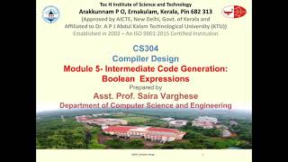 CS304 Complier Design Module 5 Intermediate Code Generation:Boolean Expressions
