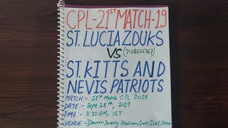 CPL 2019 ST LUCIA ZOUKS VS ST KITTS AND NEVIS PATRIOTS (SKN VS SLZ DREAM11 PREDICTION|WHO WILL WIN)