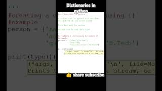 python tutorials || dictionaries || short 33 #python #dictionary #short33 #pythontutorial #shorts