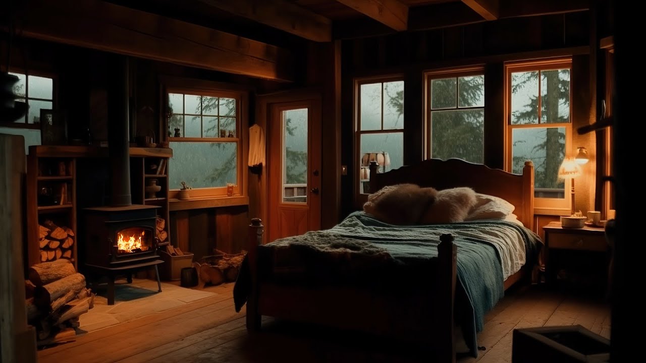 Cozy Treehouse With Rain & Fireplace Sounds To Sleep, Relax, Study ...