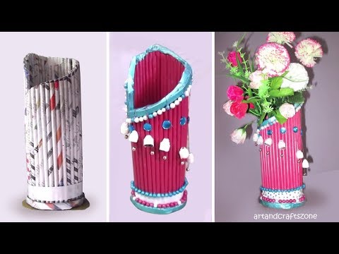 Newspaper Flower Vase Making Newspaper Flower Vase Making