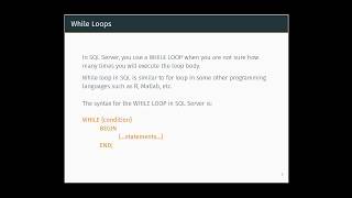 7 - While Loops in SQL