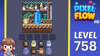 Pixel Flow Level 758 Solution Walkthrough