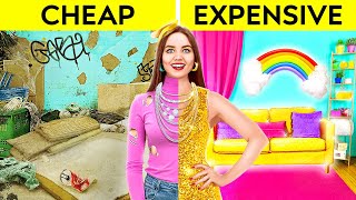 AMAZING ROOM MAKEOVER || Rich VS Poor Students! Cheap VS Expensive by 123 GO! Food