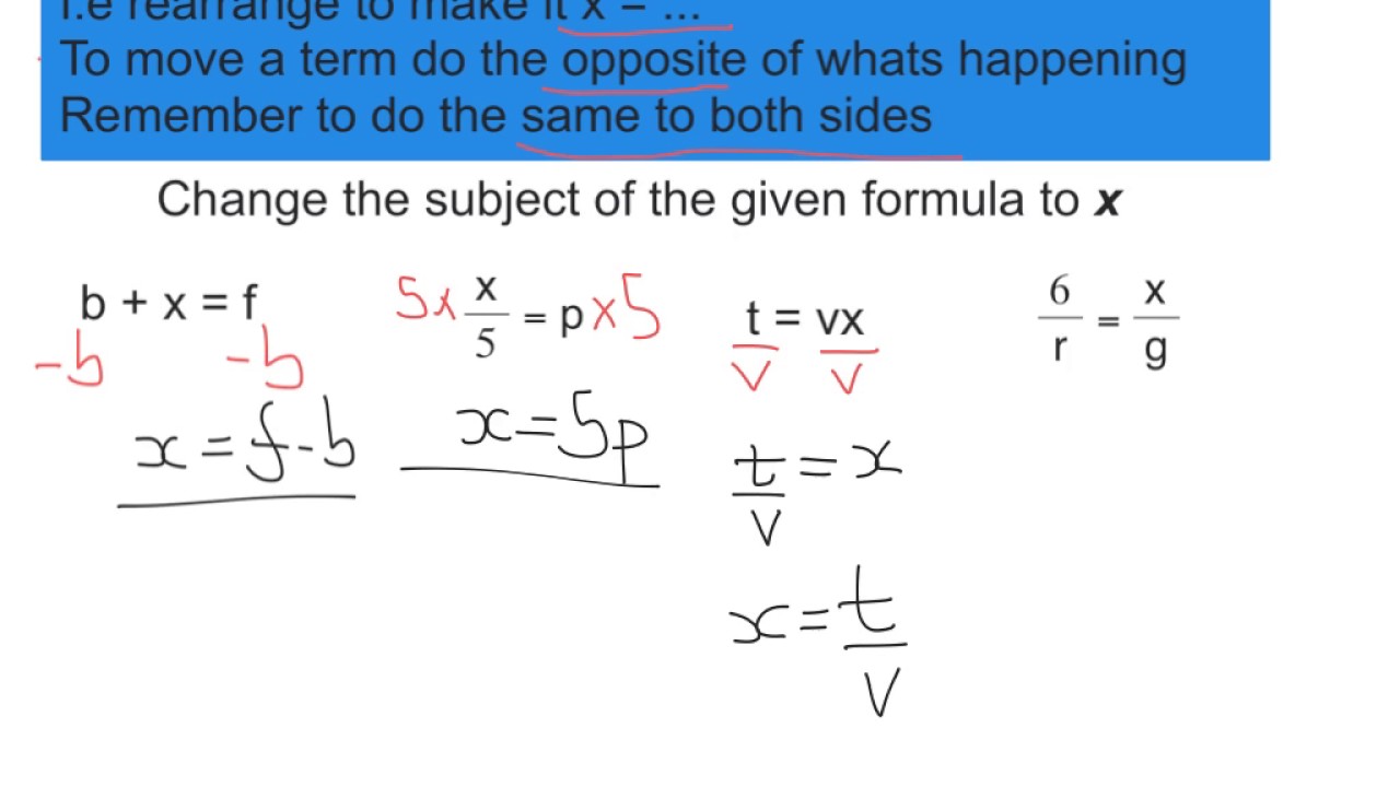 Rearranging Formula: Requiring 1 Step - YouTube