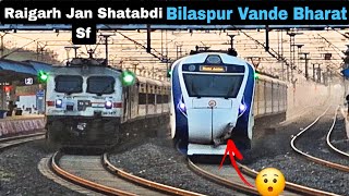 Raigarh Jan Shatabdi Sf Express + Bilaspur Vande Bharat Express beautiful curve skipping at Bhilai