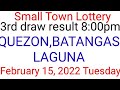 STL - QUEZON,BATANGAS,LAGUNA February 15, 2022 3RD DRAW RESULT