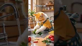 Cute cat cooking funny shorts #catcookingfood