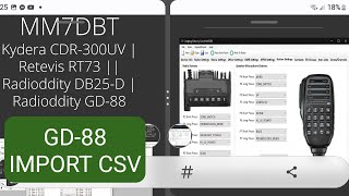 Codeplug Editor by David MM7DBT Load CSV File GD-88/RT73