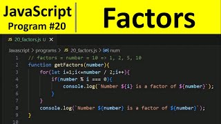 JavaScript Program 20 - Find Factors of a Number in JavaScript