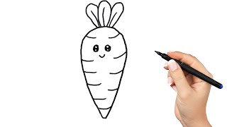 How to draw a cute carrot | Easy drawing for kids