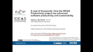 IDEAS-ECP Webinar: How IDEAS-ECP has advanced software productivity and sustainability