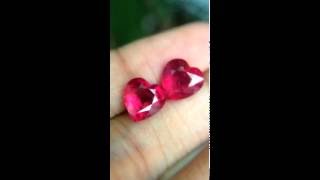 Matching 6.66ct Natural Heart Rich Red Ruby Madagascar