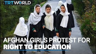 Afghan girls protest for right to education