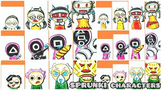 SPRUNKI characters but Squid Game | Collection of Drawing Sprunki Normal Vs Horror ( p16 )