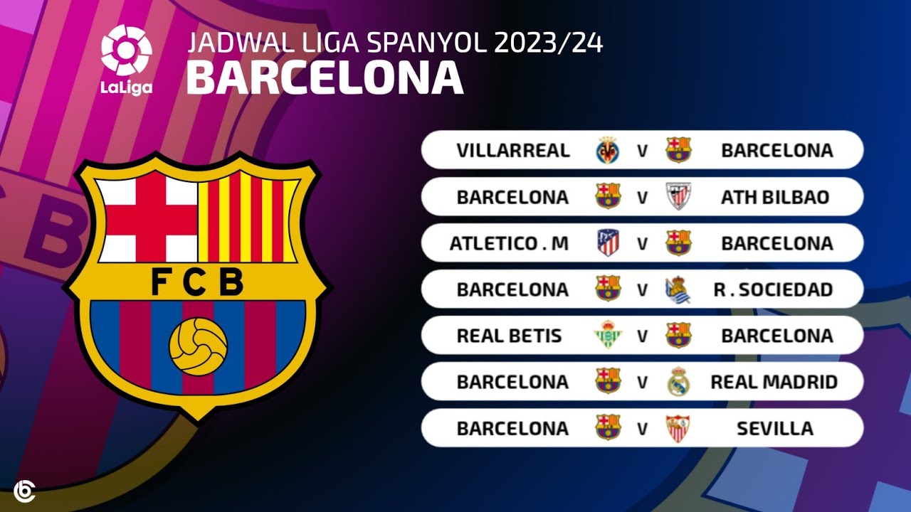 Jadwal Barcelona Liga Spanyol 2023/2024 - YouTube