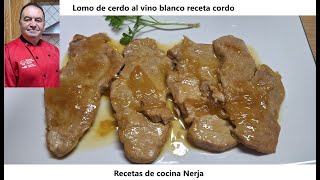 Lomo de cerdo al vino blanco, receta Cordobesa: Pork loin in white wine, Cordoba recipe.