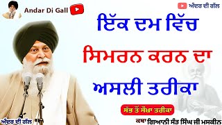 ਇੱਕ ਦਮ ਵਿੱਚ ਸਿਮਰਨ ਕਰਨ ਦਾ ਅਸਲੀ ਤਰੀਕਾ | Gurbani Katha | Gyani Sant Singh Maskeen Ji | Andar Di Gall