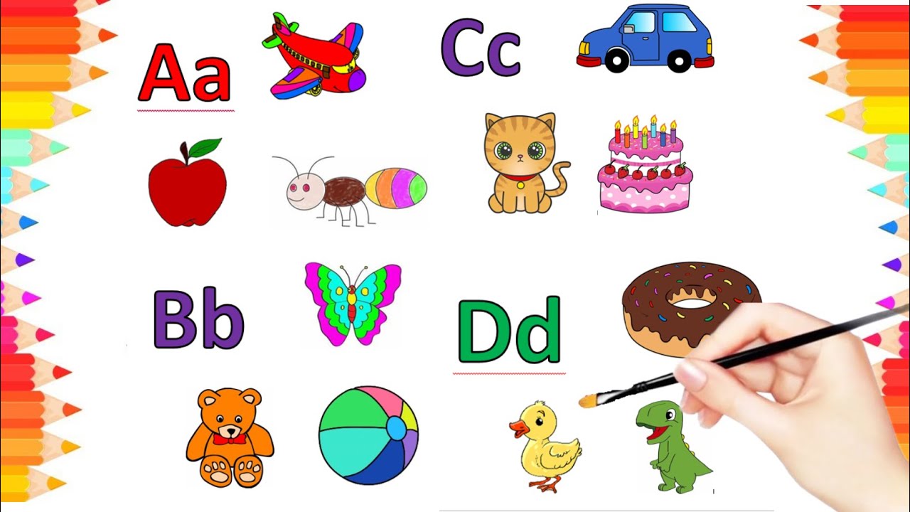 Abcd, Abcde, A For Apple B For Ball C For Car Cat,alphabets, Aeroplane ...