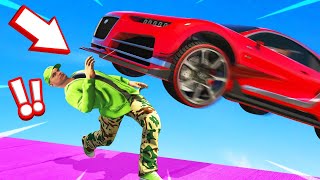 DUCK Or GET HIT By A 350MPH CAR! (GTA 5 Cars vs. Runners)