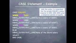 Oracle pl sql tutorial - CASE Statement in PL_SQL #13