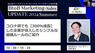 【アーカイブ動画】コロナ禍でも『300％成長』した企業が導入したシンプルな組織ルールのご紹介～BtoB Marketing・Sales UPDATE 2024 Summer～