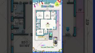 35×45 house plan with 2 car parking, 3-bhk house design, 35 by 45 #houseplan #housedesign #housemap